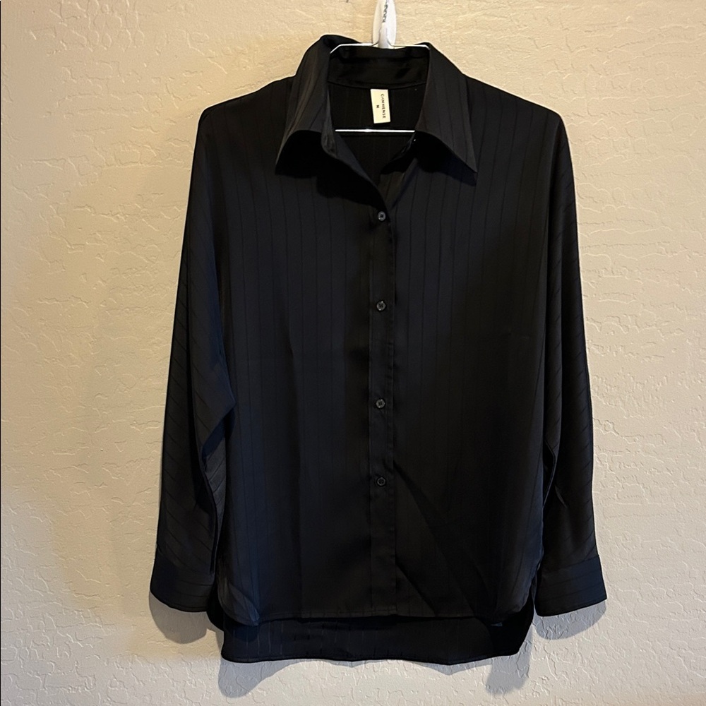Commense Charcoal Striped Blouse